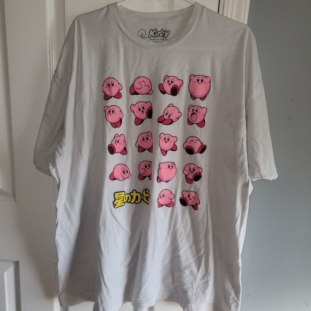 NINTENDO KIRBY Ivory White Graphic Short Sleeve Crew Neck T-Shirt Sz. 3XL